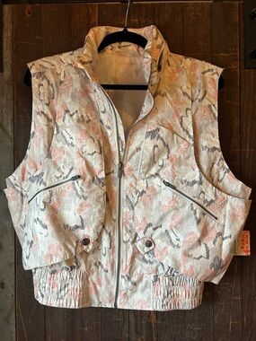 FP movement Women's Lightweight Sleeveless Zip-Front Vest in Pale Pink Floral